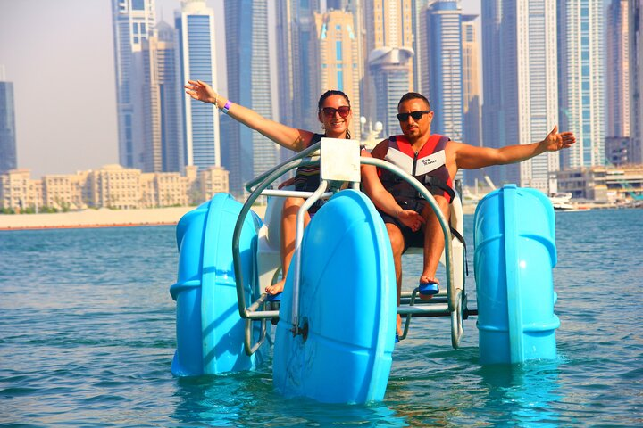 Experience a unique blend of cycling and water adventure in the stunning backdrop of Dubai. Perfect for individuals families or couples seeking fun and relaxation on the waves.